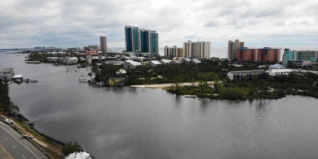 Storm aftermath is seen, Thursday, Sept. 17, 2020, in Orange Beach, Ala. 