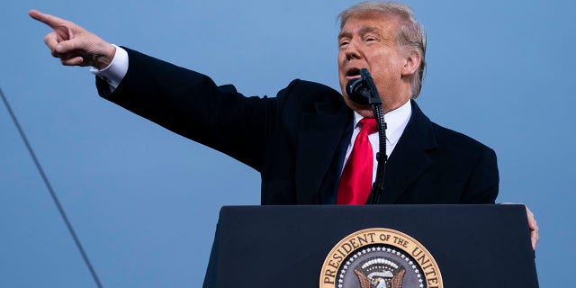 President Donald Trump speaks during a campaign rally at Fayetteville Regional Airport, Saturday, Sept. 19, 2020, in Fayetteville, N.C.