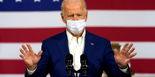 Democratic presidential candidate former Vice President Joe Biden speaks at Wisconsin Aluminum Foundry in Manitowoc, Wis., Monday, Sept. 21, 2020. (AP Photo/Carolyn Kaster)