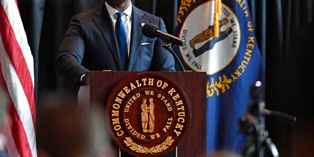 Kentucky Attorney General Daniel Cameron addresses the media following the return of a grand jury investigation into the death of Breonna Taylor, in Frankfort, Ky., Wednesday, Sept. 23, 2020. Of the three Louisville Metro police officers being investigated, one was indicted. (AP Photo/Timothy D. Easley)