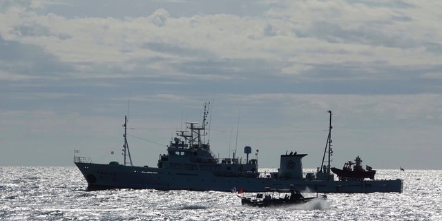 South Korea's government ships are seen near Yeonpyeong island, South Korea, Friday, Sept. 25, 2020. (Associated Press)
