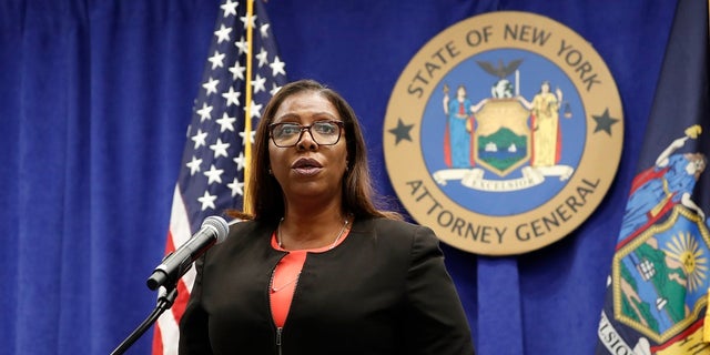 New York State Attorney General Letitia James addresses the media during a news conference in New York. (AP Photo/Kathy Willens, File)