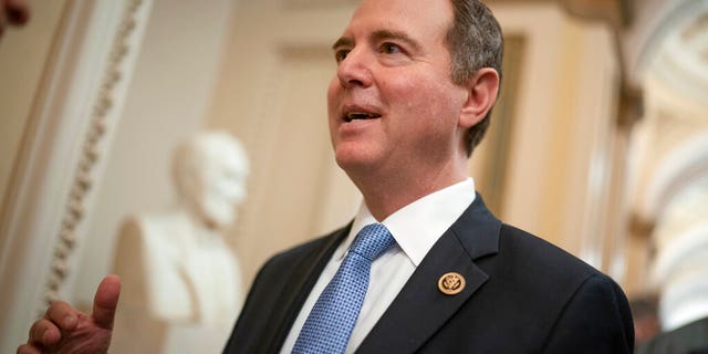 In this March 3, photo House Intelligence Committee Chairman Adam Schiff, D-Calif., talks to reporters on Capitol Hill in Washington. Schiff said Tuesday, Sept. 29, that he will subpoena the Department of Homeland Security after a department whistleblower wasn’t allowed access to documents and clearance he needs to testify. (AP Photo/J. Scott Applewhite, File)
