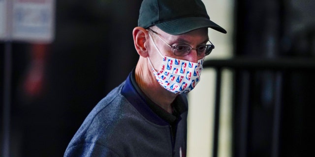 NBA Commissioner Adam Silver attends a game between the Dallas Mavericks and the Los Angeles Clippers in Lake Buena Vista, Florida, on Aug. 19, 2020.