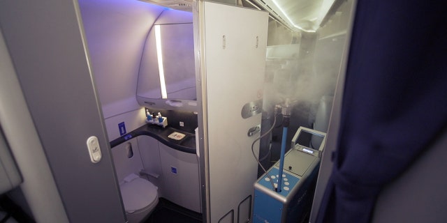 Following deep cleanings, the NovaRovers will mist the "seats, tray tables, armrests, overhead bins, lavatories and crew stations" with the antimicrobial coating.