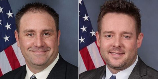 Officer Myles Cosgrove and Sgt. Jonathan Mattingly both remain on administrative leave from the Louisville Metropolitan Police Department. (Louisville Metro Police Department)
