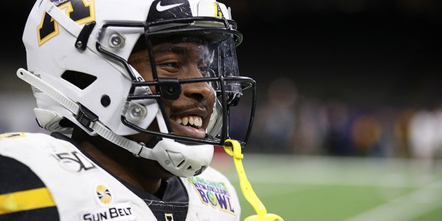 Darrynton Evans of the Appalachian State Mountaineers looks on during the game against the UAB Blazers during the R+L Carriers New Orleans Bowl at Mercedes-Benz Superdome on Dec. 21, 2019, in New Orleans, La. (Chris Graythen/Getty Images)