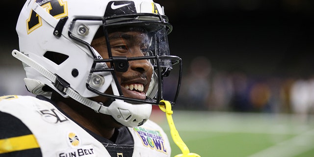 Darrynton Evans of the Appalachian State Mountaineers looks on during the game against the UAB Blazers during the R+L Carriers New Orleans Bowl at Mercedes-Benz Superdome on Dec. 21, 2019, in New Orleans, La. (Chris Graythen/Getty Images)