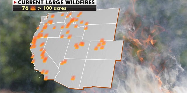 Large wildfires across the Western U.S.