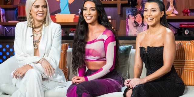 WATCH WHAT HAPPENS LIVE WITH ANDY COHEN -- Pictured (l-r): Khloe Kardashian, Kim Kardashian and Kourtney Kardashian -- (Photo by: Charles Sykes/Bravo/NBCU Photo Bank/NBCUniversal via Getty Images)