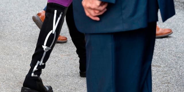 Jill Biden wears boots that read "vote" as she departs the state building after voting in the Delaware state primary in Wilmington, Delaware on September 14. (Jim Watson/AFP via Getty Images)
