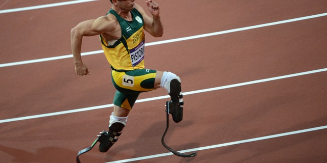 South Africa's Oscar Pistorius competes in the men's 400-meter semi-finals at the athletics event during the London 2012 Olympic Games on August 5, 2012 in London. 