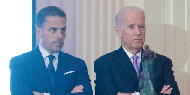 WFP USA Board Chair Hunter Biden introduces his father Vice President Joe Biden during the World Food Program USA's 2016 McGovern-Dole Leadership Award Ceremony at the Organization of American States on April 12, 2016, in Washington, D.C. (Kris Connor/WireImage)
