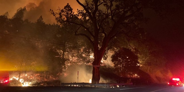 The Glass Fire burning near St. Helena in Napa County, California spurred mandatory evacuations and has burned at least 50 acres.