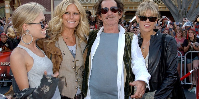 Keith Richards with wife Patti Hansen and daughters Alexandra Richards and Theodora Richards.