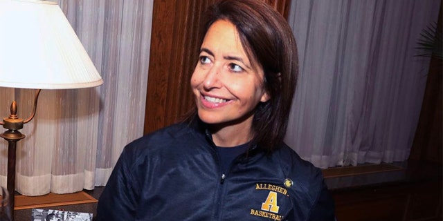 Allegheny College President Hilary Link was caught at a soccer game Saturday afternoon; the social media post had the caption "presidenthlink Representing the (Gators) even while supporting the Bulldogs!" (Allegheny College)