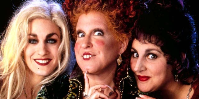 Sarah Jessica Parker (left), Bette Midler (center) and Kathy Najimy (right) starred in the 1993 Disney film 'Hocus Pocus.' A sequel to the film was released on Disney+ in 2022 while Disney Channel is planning a remake.