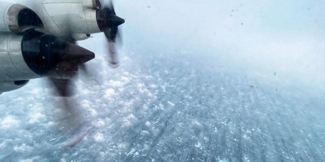 Choppy seas in the Gulf of Mexico can be seen from inside Hurricane Sally on Monday, Sept. 14, 2020.