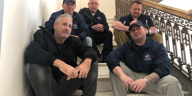 Jon Stewart (bottom left) is continuing his advocacy on Capitol Hill.
