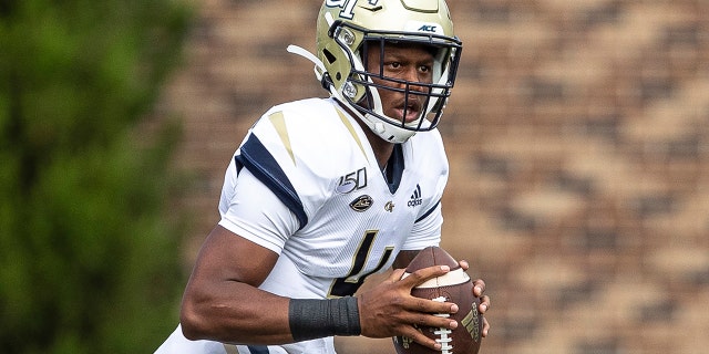 In this Oct. 12, 2019, file photo, Georgia Tech's James Graham looks to pass during an NCAA college football game against Duke, in Durham, N.C. Georgia Tech hosts Central Florida on Saturday, Sept. 19, 2020. (AP Photo/Ben McKeown, File)