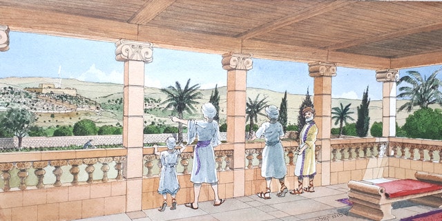 Artist's impression of the royal estate that stood in Armon Hanatziv, Jerusalem.