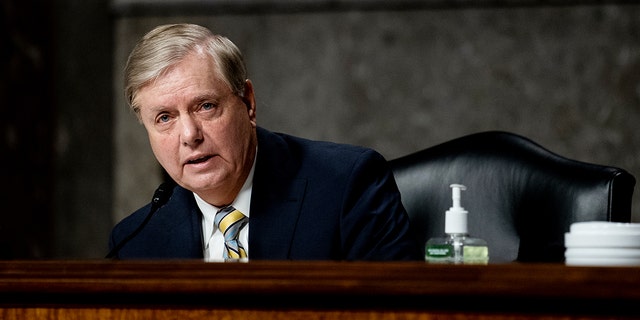 Committee Chairman Sen. Lindsey Graham (R-SC) speaks during a Senate Judiciary Committee hearing. Graham announced Saturday he supports President Trump getting a new justice on the court to fill Ruth Bader Ginsburg's vacancy.  (Photo by Erin Schaff-Pool/Getty Images)