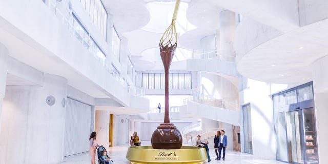 The pièce de résistance is a 30-foot fountain, reportedly spewing "real melted chocolate."
