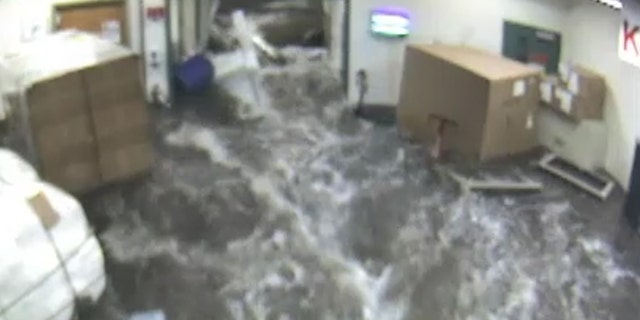 Flash flooding struck Norwood Hospital in Norwood, Mass., on June 28, 2020.