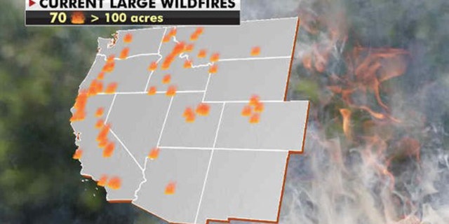 A look at the number of wildfires currently burning across the West Coast as of Sept. 28, 2020.