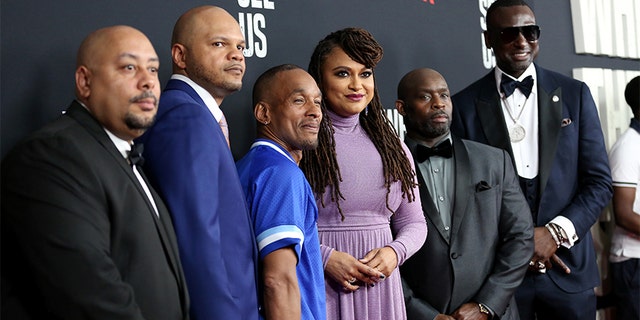 From left are Raymond Santana Jr., Kevin Richardson, Korey Wise, Ava DuVernay, Antron Mccray, and Yusef Salaam, as they attend the World Premiere of Netflix's 'When They See Us' at the Apollo Theater in New York City, May 20, 2019. (Getty Images)