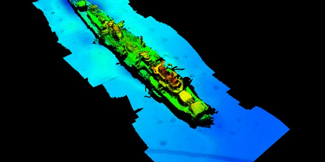 A multibeam echosounder made a sonar scan of the wreck.