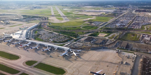 Aerial Bandara Internasional Chicago O'Hare.