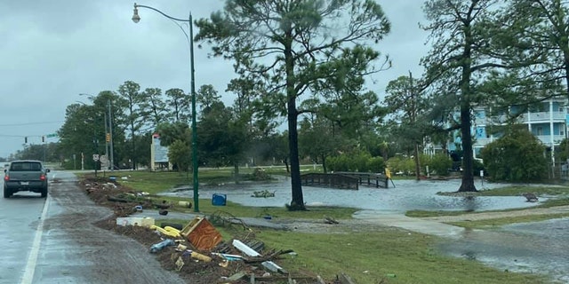 Damage in Orange Beach, Ala. can be seen after Hurricane Sally on Wednesday, Sept. 16, 2020.