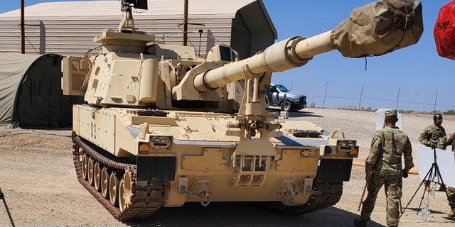 Howiter artillery vehicle at Yuma Proving Grounds, Ariz. being used in the Army's Project Convergence 2020.