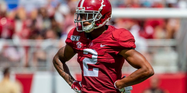 In this Sept. 21, 2019, file photo, Alabama defensive back Patrick Surtain II (2) waits for a play during the team's NCAA college football game against Southern Miss in Tuscaloosa, Ala. (AP Photo/Vasha Hunt, File)