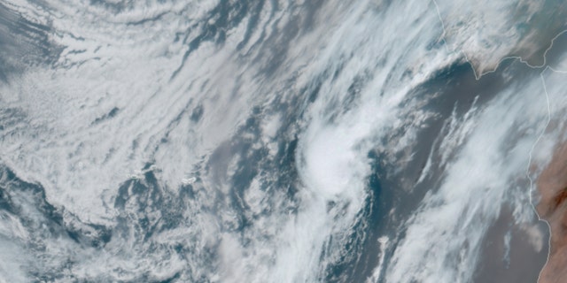 Post-tropical cyclone Paulette can be seen in satellite imagery on Sept. 23, 2020.