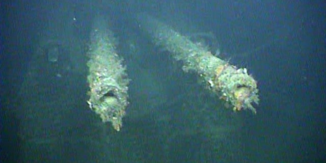 An element of sunken German WWII warship cruiser "Karlsruhe" that had been observed 13 nautical miles from Kristiansand in Norway, according to Statnett, is seen in this undated photo obtained by Reuters September 7, 2020. (Statnett/Handout via REUTERS)