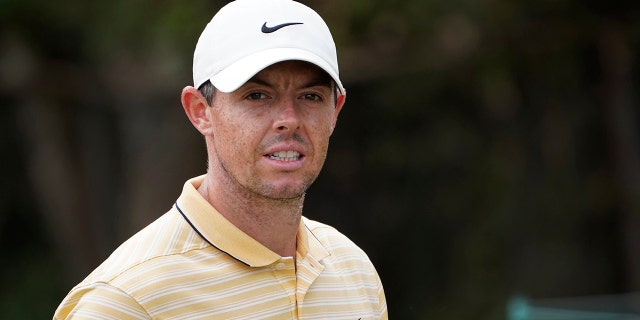 Rory McIlroy, of Northern Ireland, looks down the second fairway during the third round Saturday, Aug. 29, 2020, for the BMW Championship golf tournament at the Olympia Fields Country Club in Olympia Fields, Ill. (AP Photo/Charles Rex Arbogast)