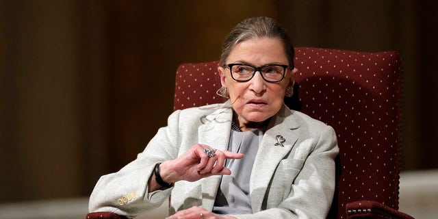 In this Feb. 6, 2017 file photo, Supreme Court Justice Ruth Bader Ginsburg speaks at Stanford University in Stanford, Calif. (AP Photo/Marcio Jose Sanchez, File)