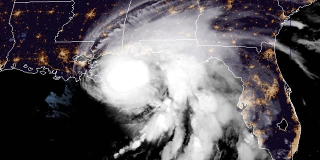 Hurricane Sally lurks off the Gulf Coast in the morning on Sept. 15, 2020.