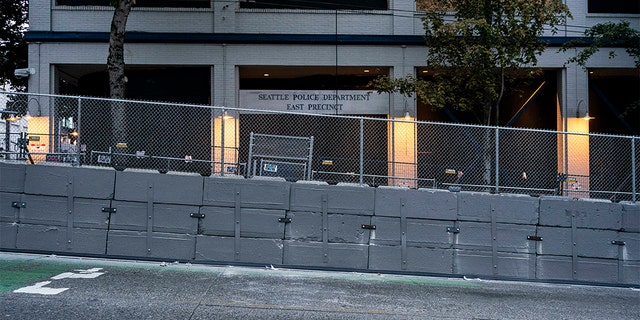 A new wall outside of the Seattle Police Departments East Precinct is seen on August 30, 2020 in Seattle, Washington.