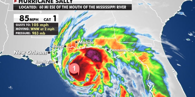 The location of Hurricane Sally as of Tuesday morning.