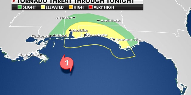 The tornado threat from Hurricane Sally east of the center of the storm.
