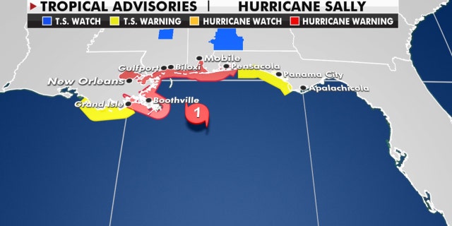 The hurricane and tropical storm warnings from Hurricane Sally.