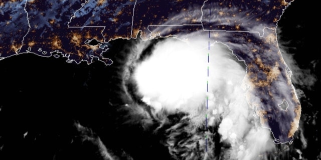 Tropical Storm Sally can be seen off the Gulf Coast on Monday, Sept. 14, 2020.