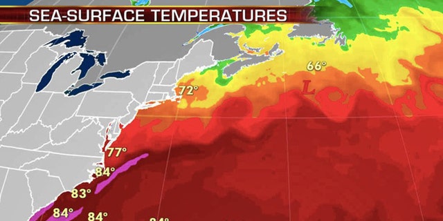 September sea surface temperatures across the Atlantic Ocean.