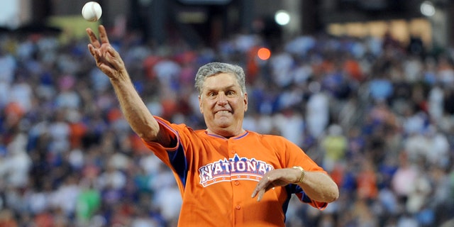 NEW YORK, NY - JULY 16: Former Mets pitcher and Hall of Famer Tom Seaver throws out the first pitch before the 84th MLB All-Star Game at Citi Field on Tuesday, July 16, 2013 at Citi Field in the Flushing neighborhood of the Queens borough of New York City. (Photo by Rob Tringali/MLB Photos via Getty Images)