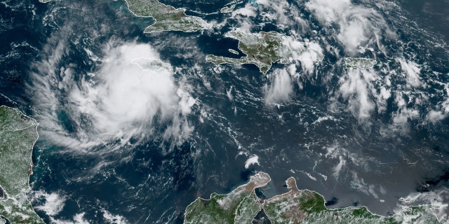 Tropical Storm Nana swirls south of Jamaica on Tuesday, Sept. 1, 2020.