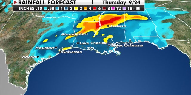 Expected rainfall amounts through Thursday from Tropical Storm Beta