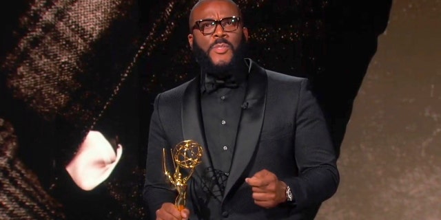 In this video grab captured on Sept. 20, 2020, courtesy of the Academy of Television Arts & Sciences and ABC Entertainment, Tyler Perry accepts the Governors award during the 72nd Emmy Awards broadcast.